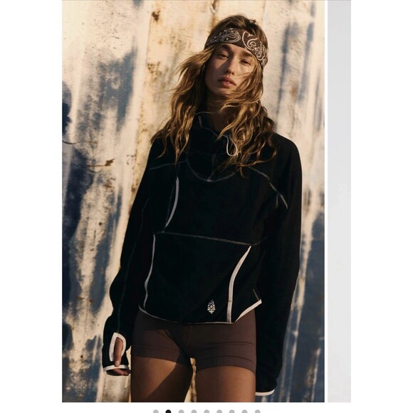 Free People Tops - Free People FP Movement Womens On the Run Black Hoodie Pullover Sweater Beach XS